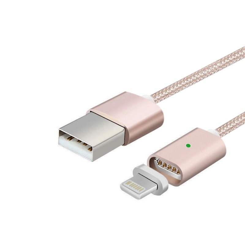 Magnetic Knit Braid 8 pin Charging Data Cable for iPhone 7 - Rose Gold