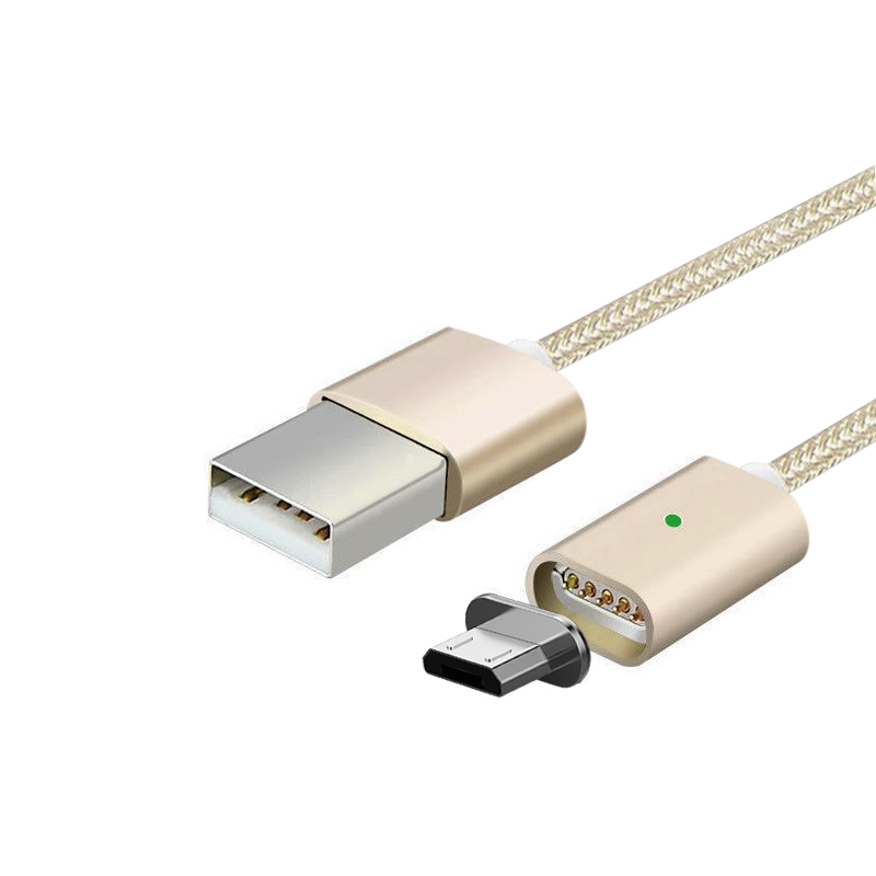 Magnetic Knit Braid Micro USB Data Cable for Android Samsung HTC - Gold