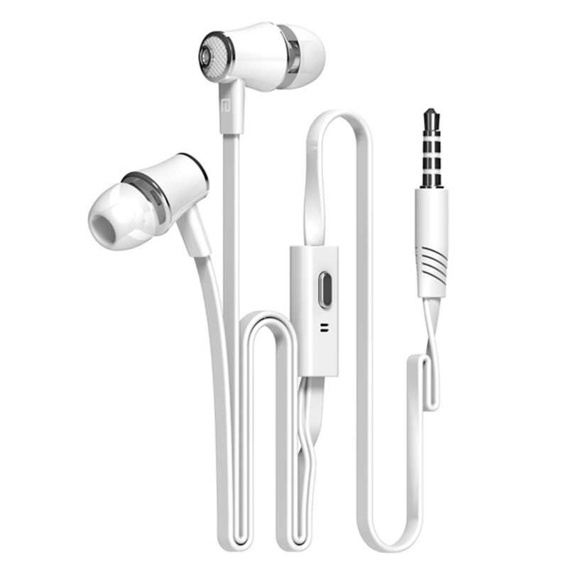 Mega Bass In-Ear Noodles Earphones Handsfree for iPhone Samsung - White