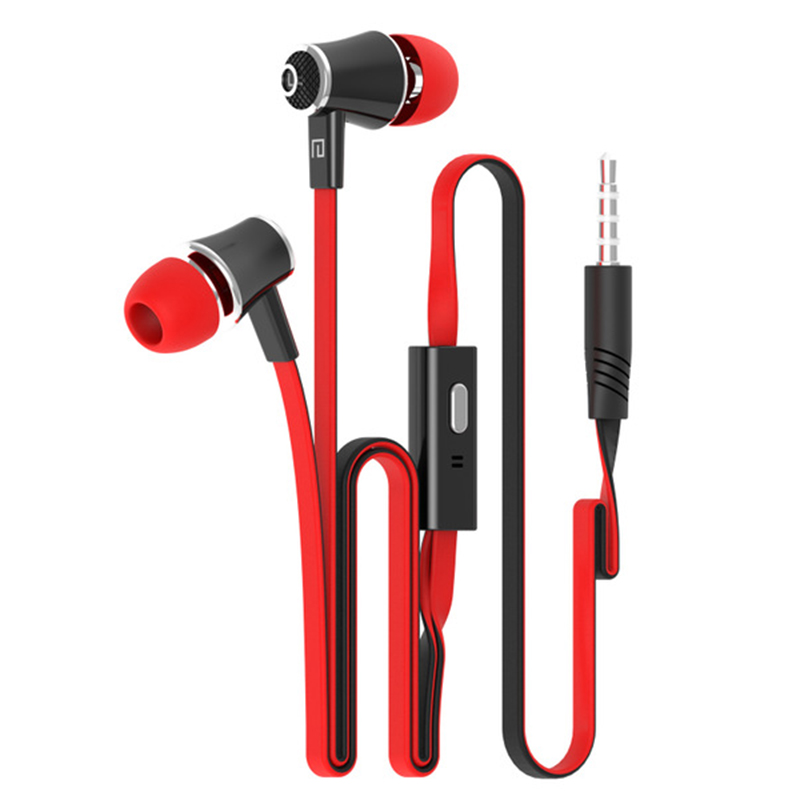 Mega Bass In-Ear Noodles Earphones Handsfree for iPhone Samsung - Red