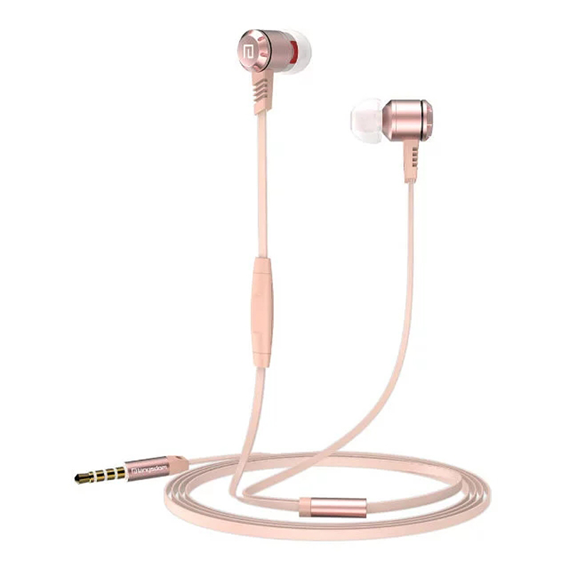 M410 Metal HiFi Bass Stereo Earphones Headset with Mic - Rose Gold