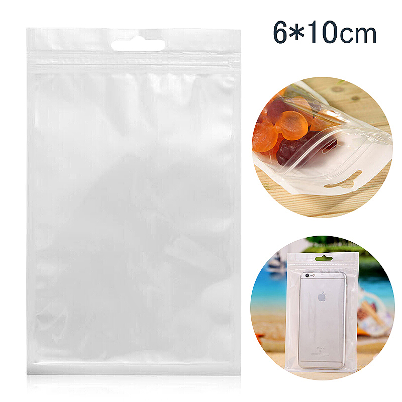 6*10cm White Clear Plastic Case Seal Reclosable Zipper Packing Bags