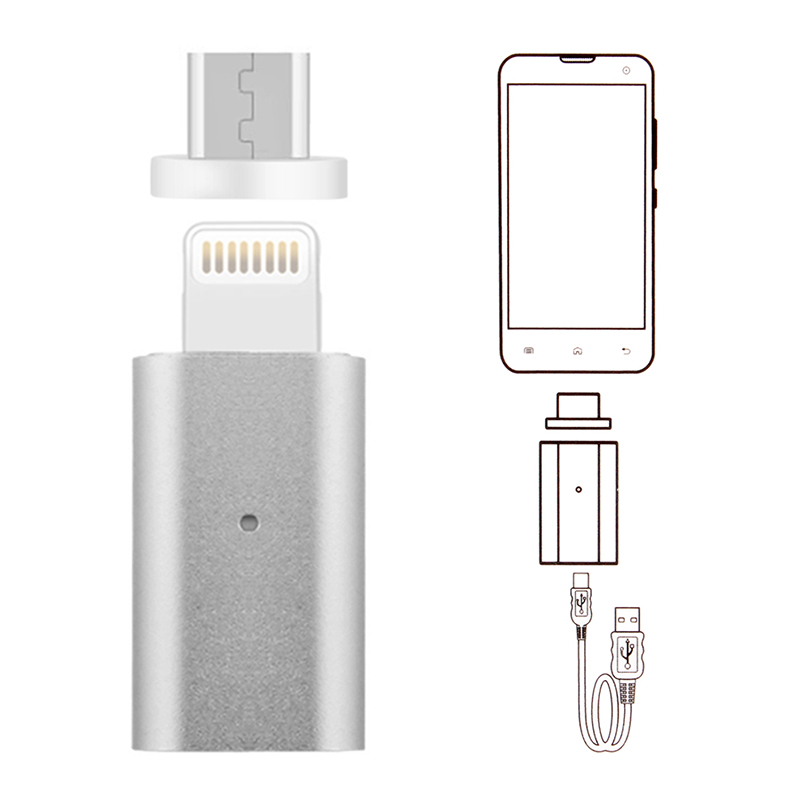 Dual Android Charging Cable Magnetic Adapter Lead - Silver