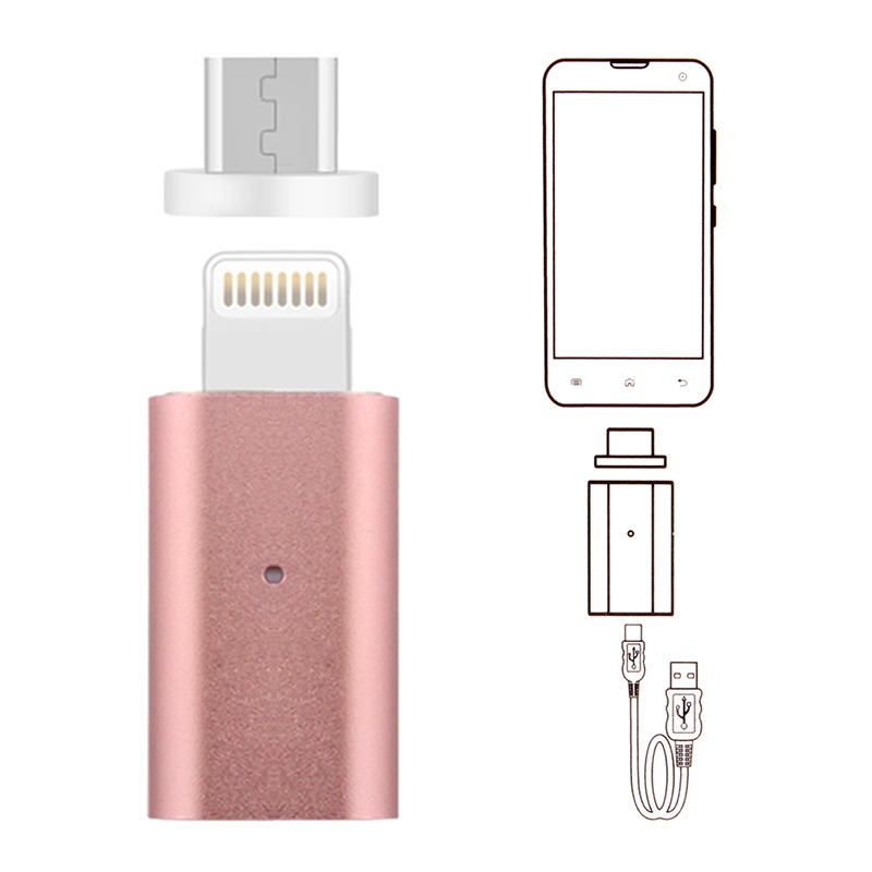 Dual Android Charging Cable Magnetic Adapter Lead - Rose Gold
