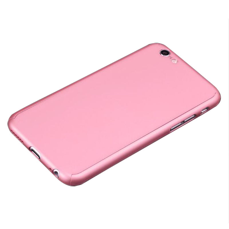 360 Full Coverage Hard Thin Case + Tempered Glass Cover For iPhone 7 - Pink