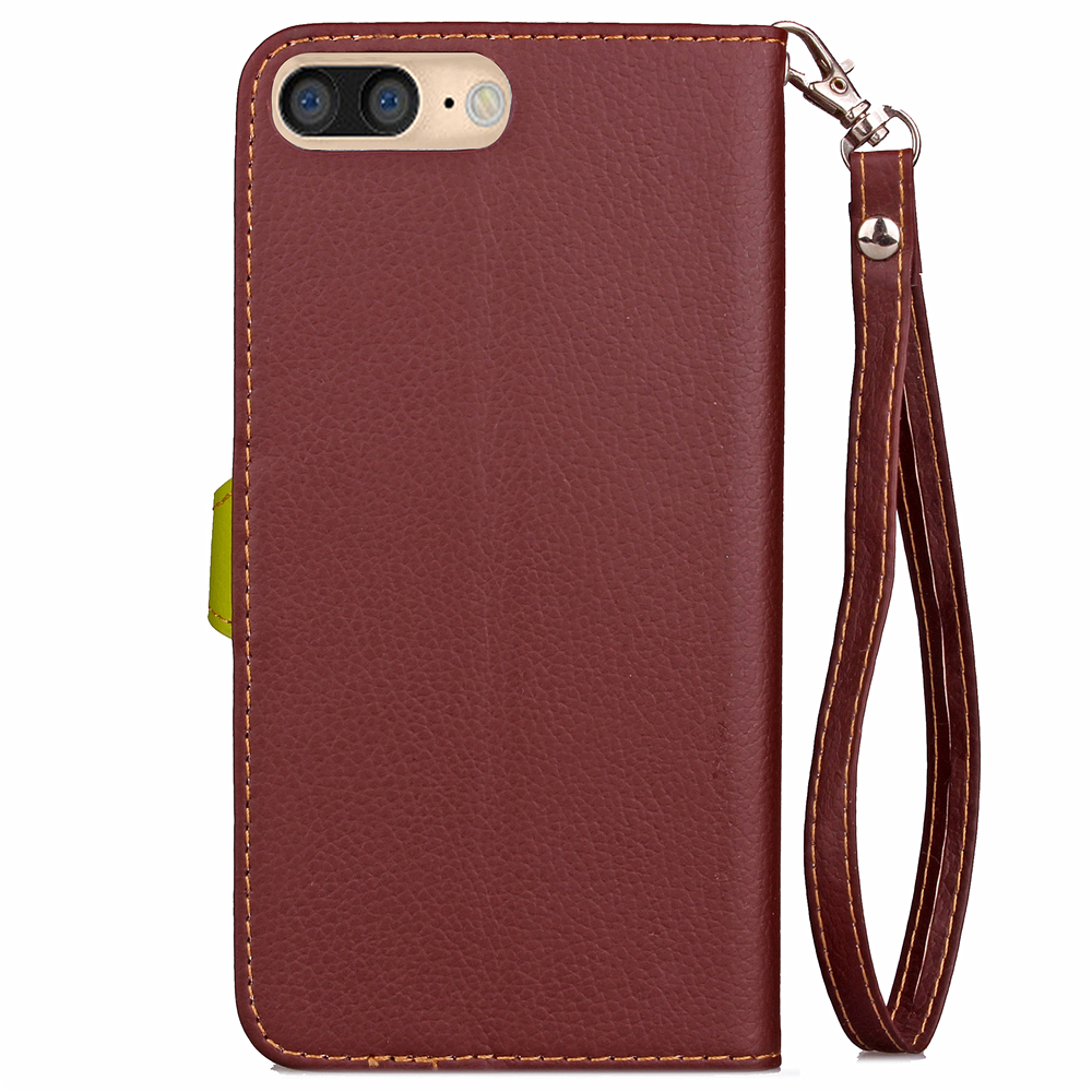 Fashion Leaf Pattern PU Leather Wallet Case Cover for iPhone 7 Plus - Brown