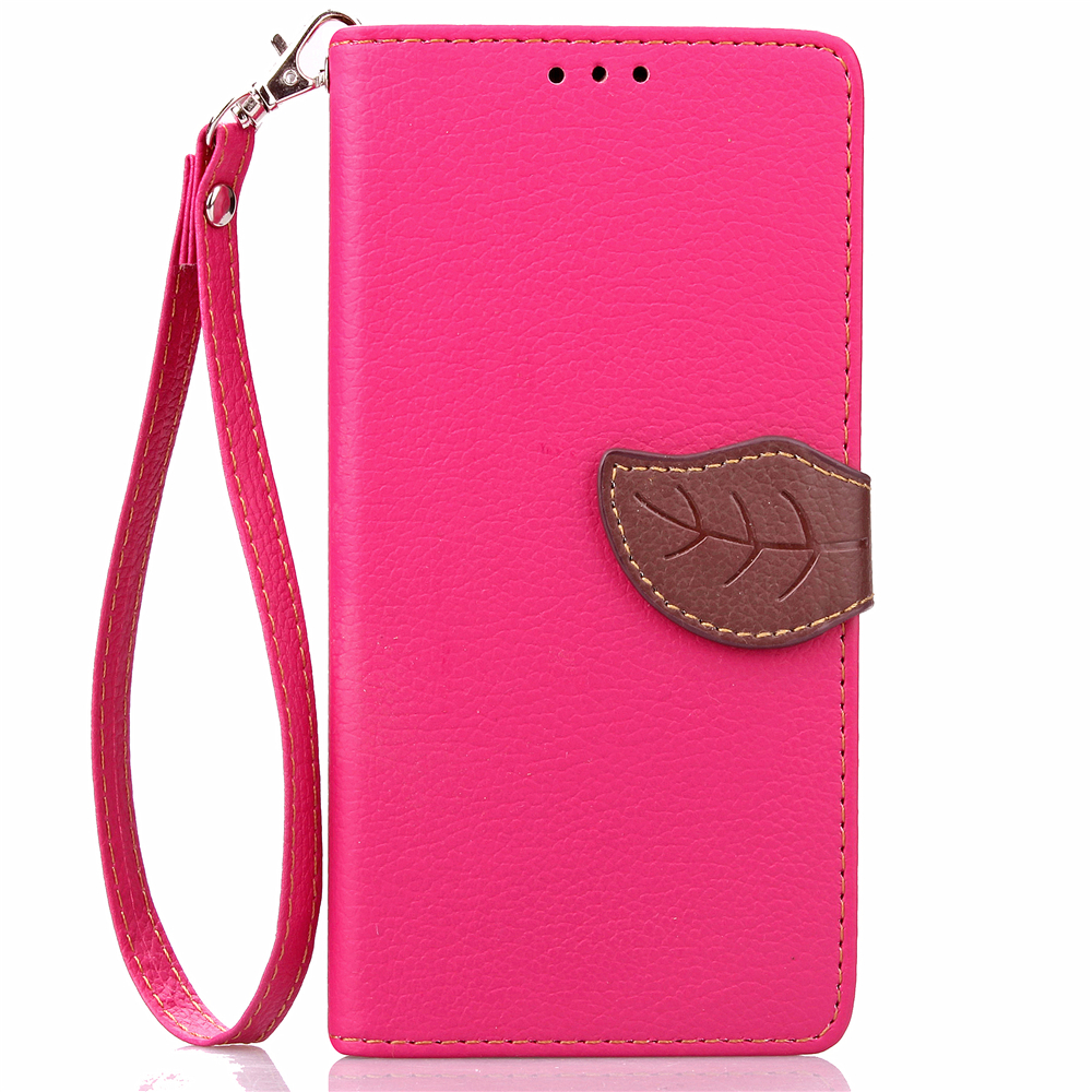 Fashion Leaf Pattern PU Leather Wallet Case Cover for iPhone 7 Plus - Rose Red