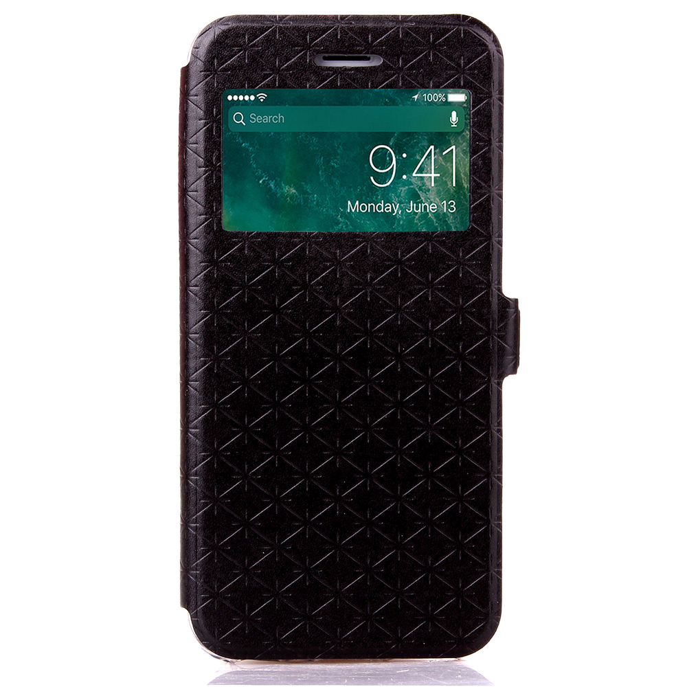 Fashion Plaid View Pattern PU Leather Wallet Case Cover for iPhone 7 - Black