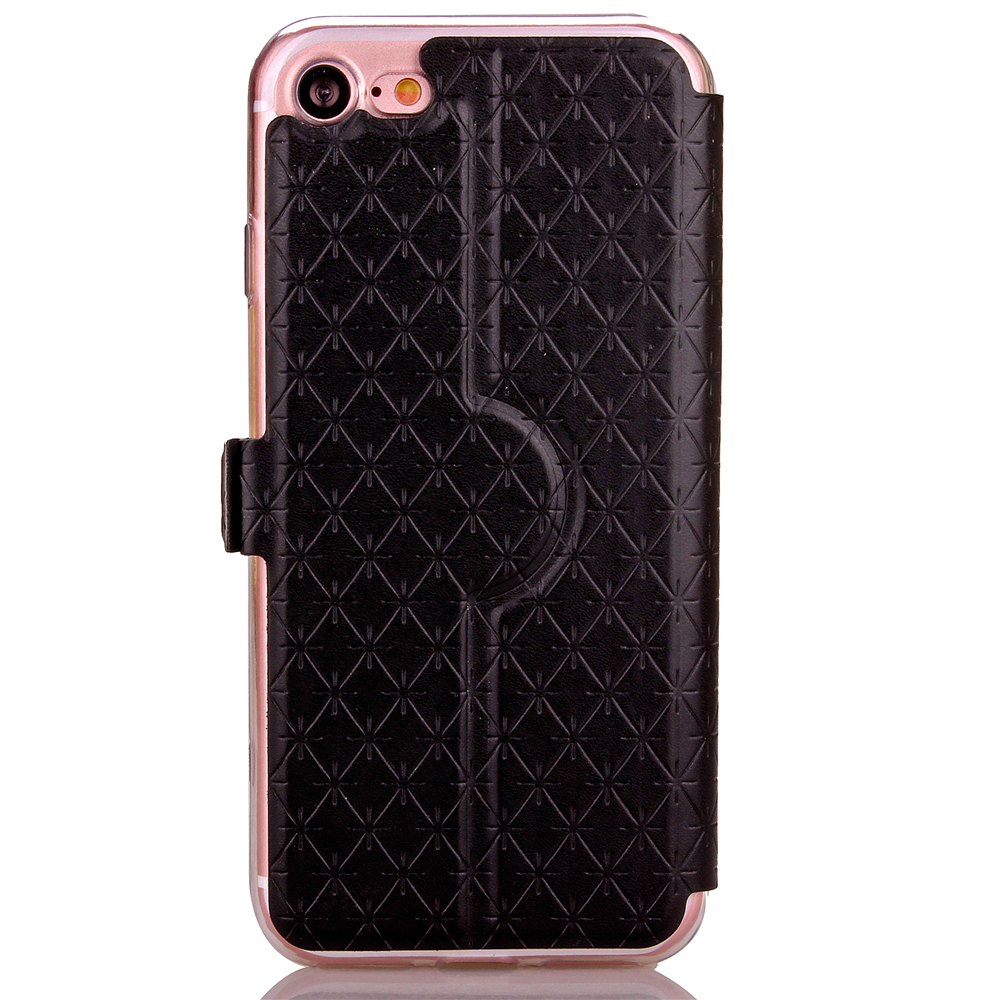 Fashion Plaid View Pattern PU Leather Wallet Case Cover for iPhone 7 - Black