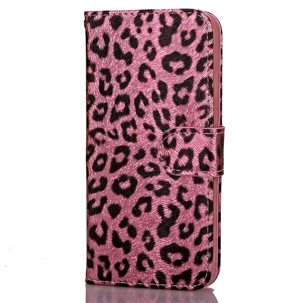 Fashion Leapord Pattern PU Leather Wallet Case Cover for iPhone 7 - Rose Gold