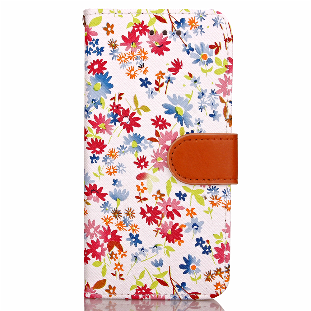 Fashion Floral Pattern PU Leather Phone Case for iPhone 7 Plus - White