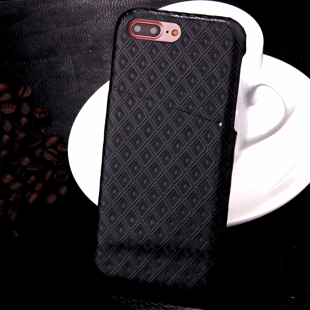 Fashion Rhombus Lattice Back Card Phone Case for iPhone 7 Plus - Black