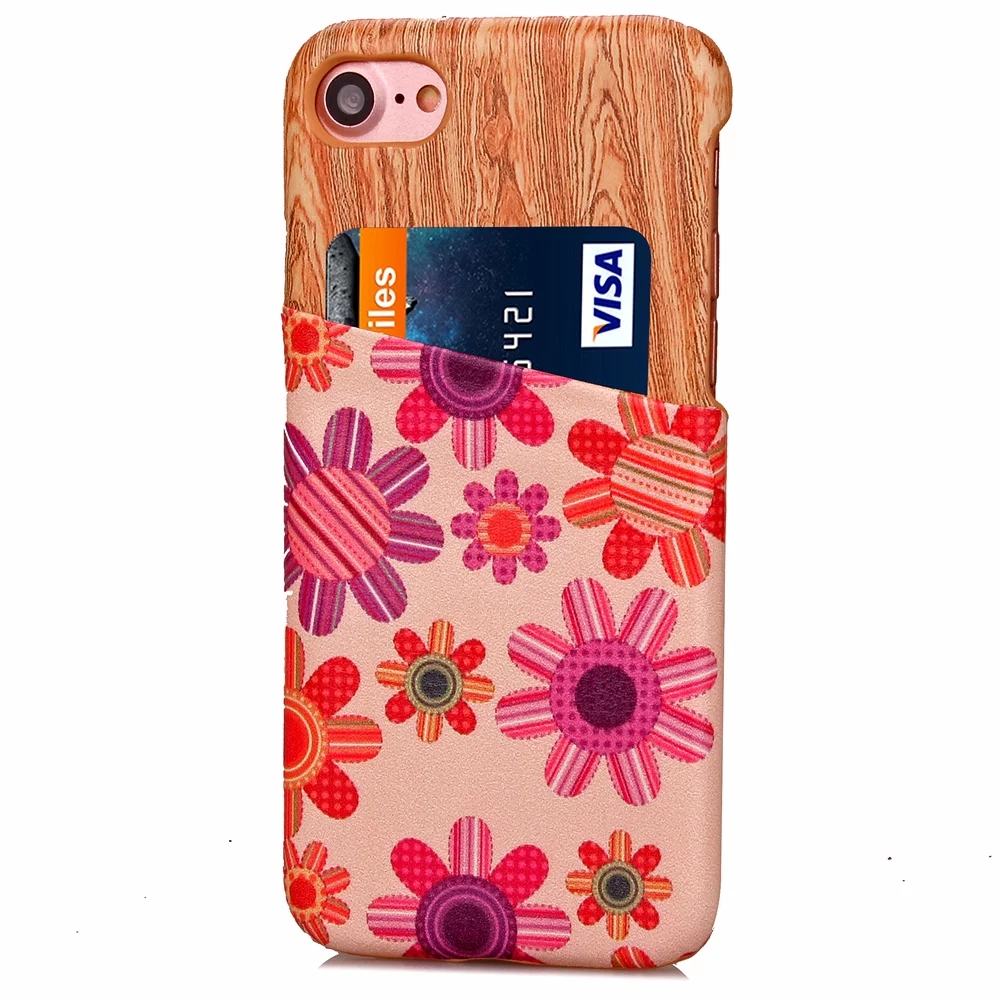 Fashion Printed Back Card Phone Case for iPhone 7 - Pink Flower