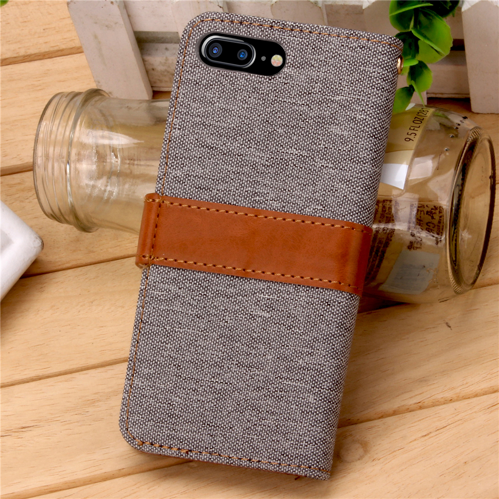 Fashion Tangerine Style Wallet Card Phone Case for iPhone 7 Plus - Gray