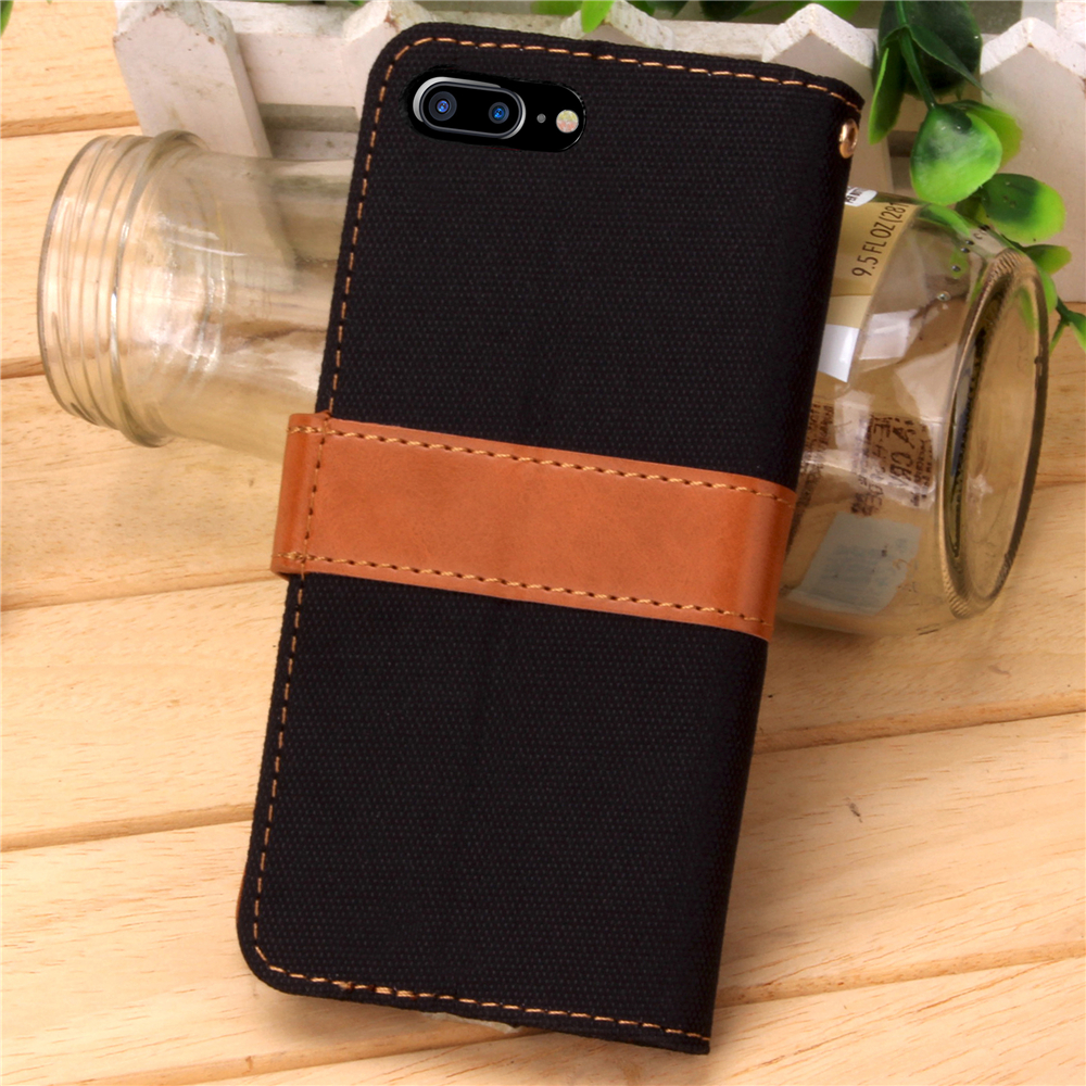 Fashion Tangerine Style Wallet Card Phone Case for iPhone 7 Plus - Black