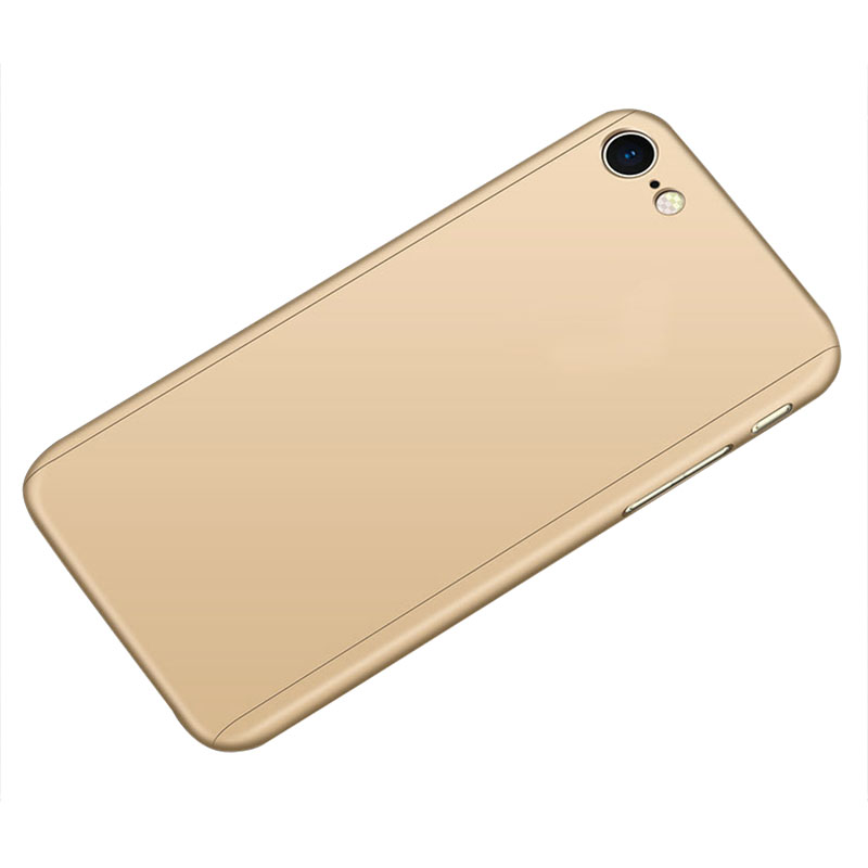 360Â°Degree Frosted Full Body Coverage Protective Case Cover for iPhone 6 Plus - Gold