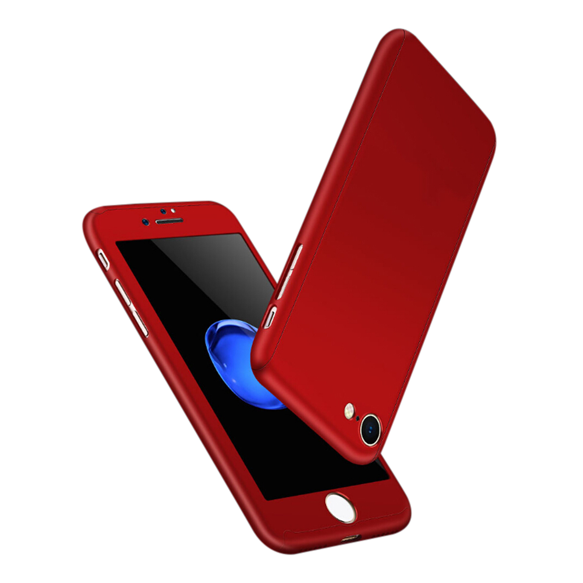 360Â°Degree Frosted Full Body Coverage Protective Case Cover for iPhone 6 Plus - Red