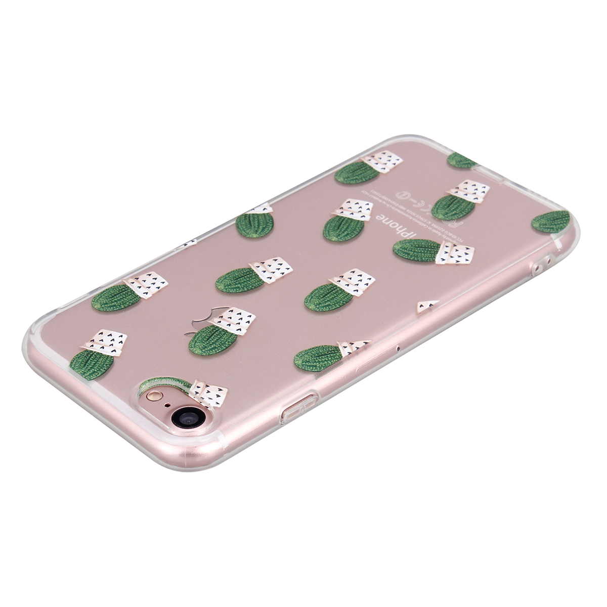 New Slim Soft TPU Transparent Printing Phone Case for iPhone 7 - Cactus