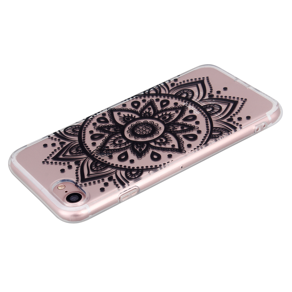 New Slim Soft TPU Transparent Printing Phone Case for iPhone 7 - Black Flower