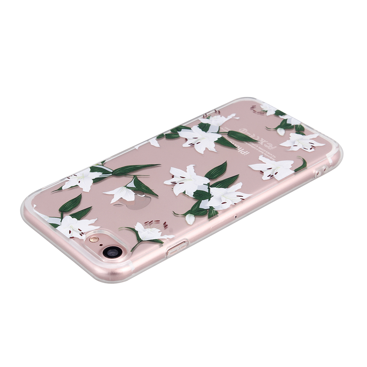 New Slim Soft TPU Transparent Printing Phone Case for iPhone 7 - Greenish Lily Flower