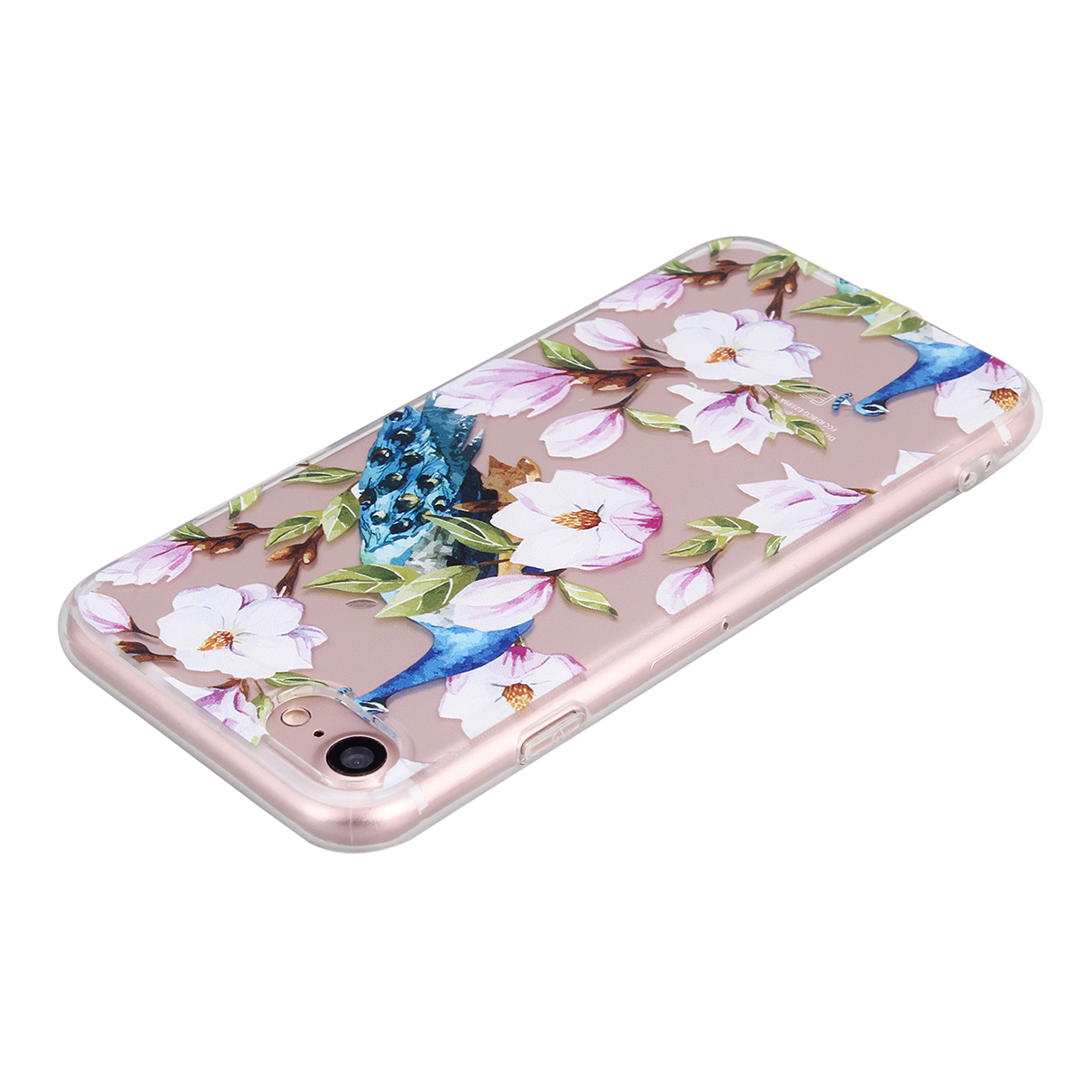 New Slim Soft TPU Transparent Printing Phone Case for iPhone 7 - Peacock
