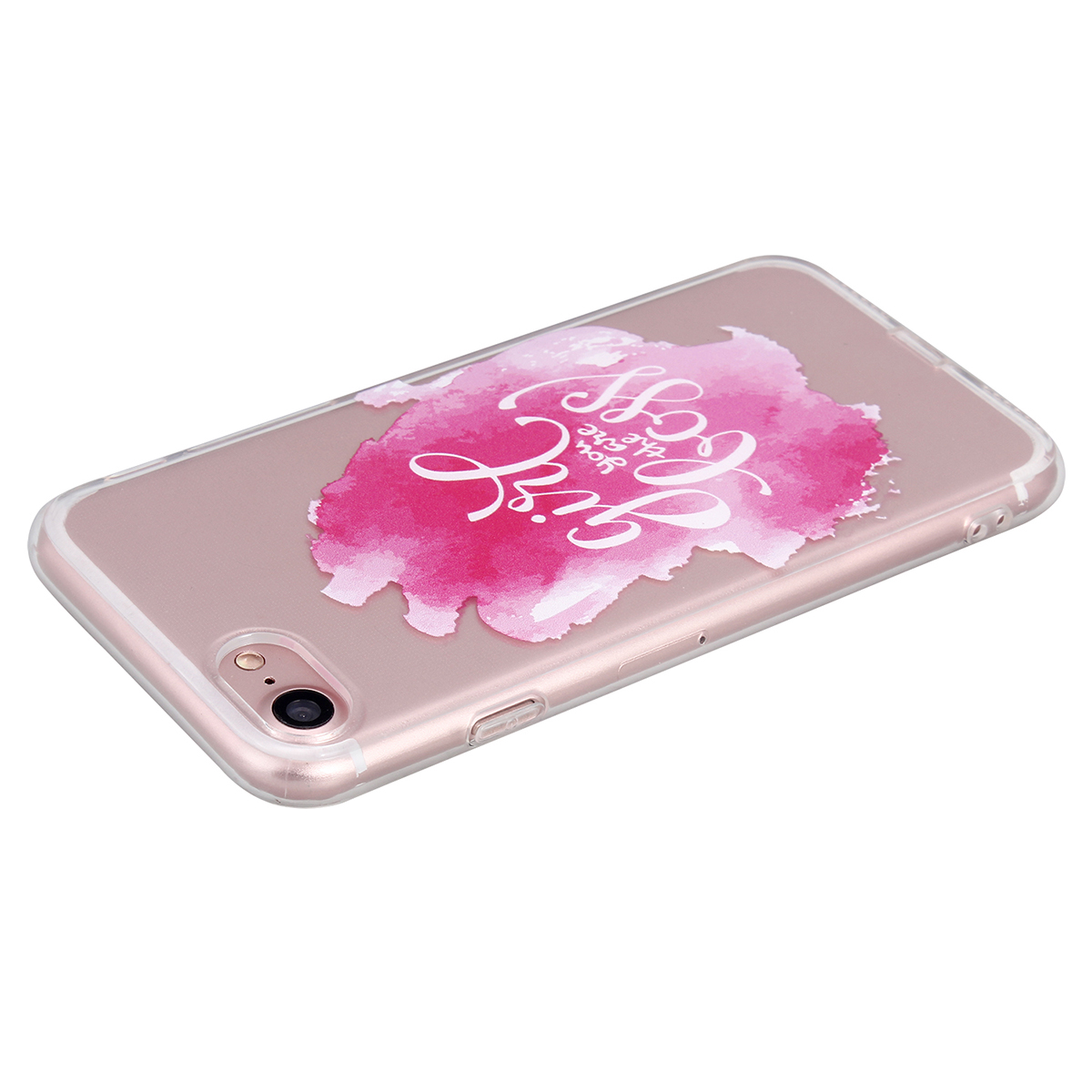 New Slim Soft TPU Transparent Printing Phone Case for iPhone 7 - Pink Scrawl