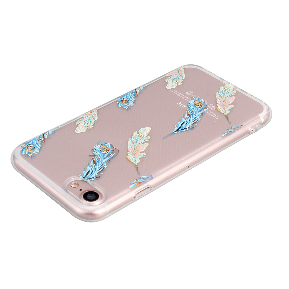 New Slim Soft TPU Transparent Printing Phone Case for iPhone 7 - Peacock Feather