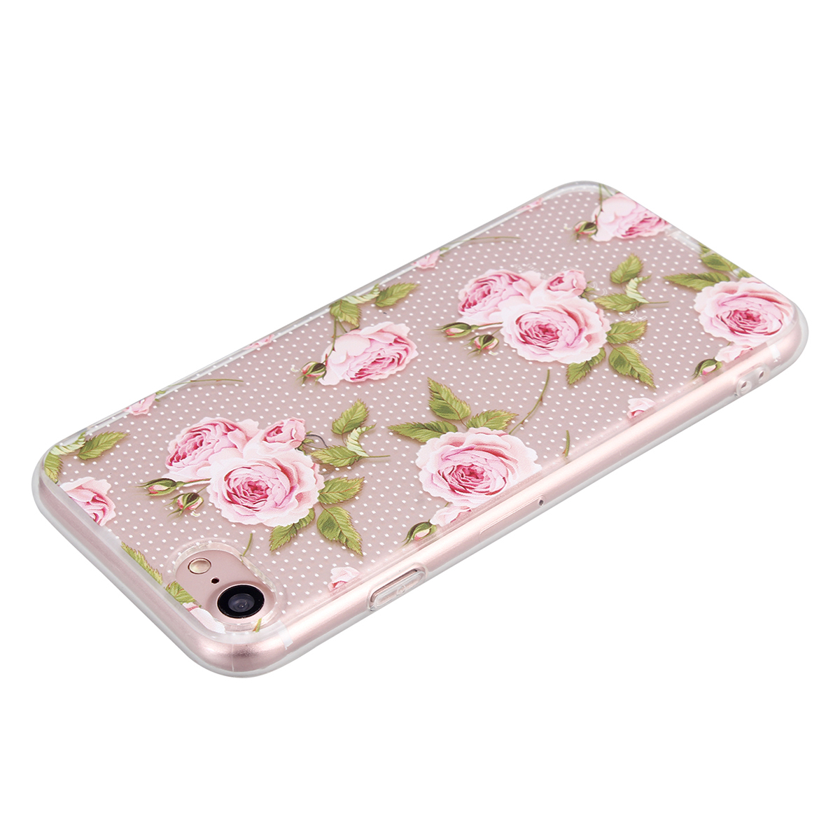 New Slim Soft TPU Transparent Printing Phone Case for iPhone 7 - Pink Rose