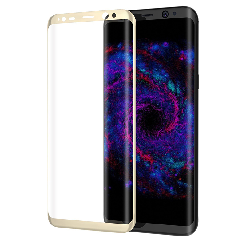 3D Full Coverage Tempered Glass Screen Protect Flim for Samsung S8 with Retail Package - Gold