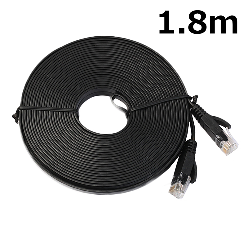 1.8m CAT6 RJ-45 Ultra-Thin Flat Ethernet Network Cable for Smart TV Xbox - Black