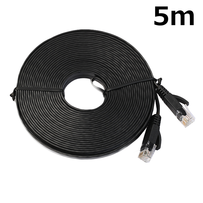 5m CAT6 RJ-45 Ultra-Thin Flat Ethernet Network Cable for Smart TV Xbox - Black