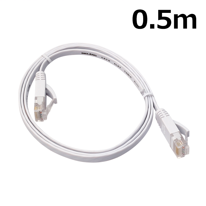 0.5m CAT6 RJ-45 Ultra-Thin Flat Ethernet Network Cable for Smart TV Xbox - White