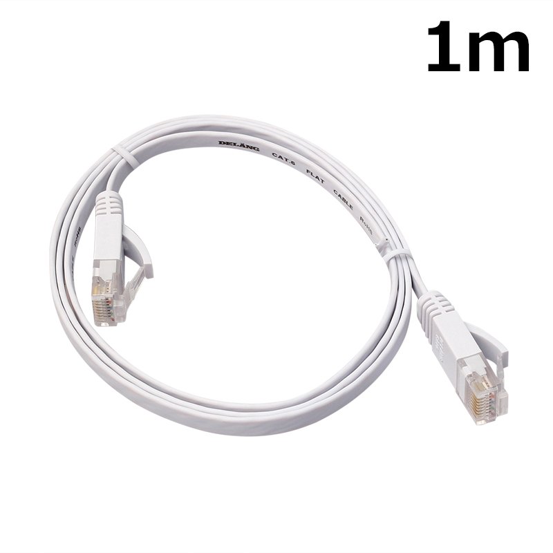 1m CAT6 RJ-45 Ultra-Thin Flat Ethernet Network Cable for Smart TV Xbox - White