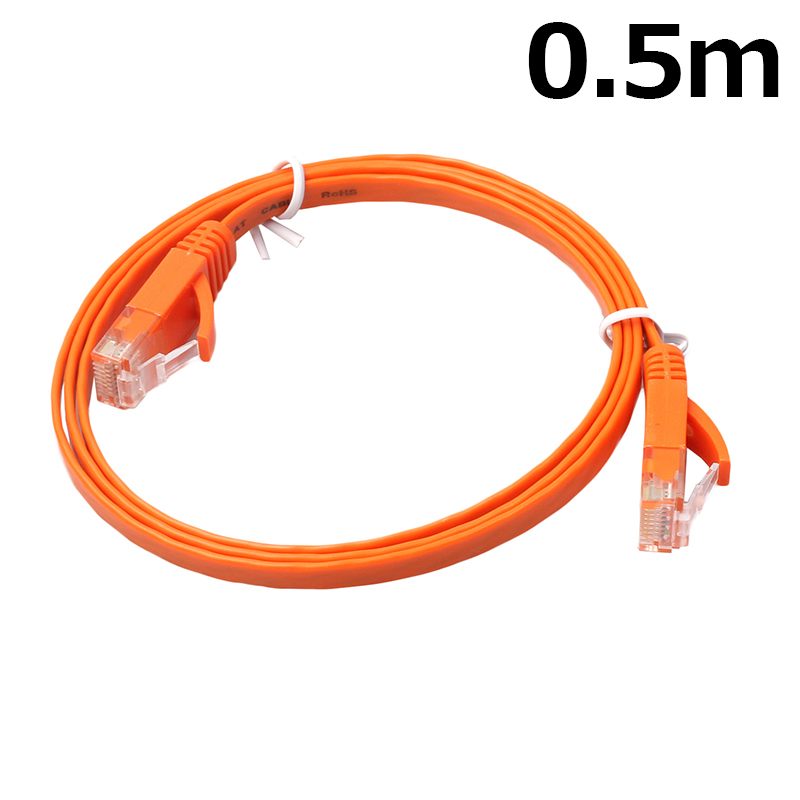 0.5m CAT6 RJ-45 Ultra-Thin Flat Ethernet Network Cable for Smart TV Xbox - Orange
