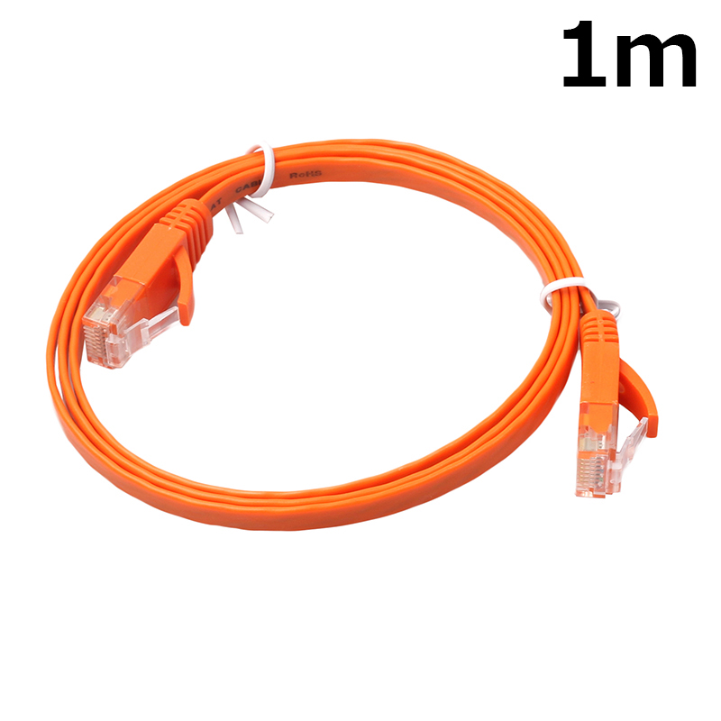 1m CAT6 RJ-45 Ultra-Thin Flat Ethernet Network Cable for Smart TV Xbox - Orange