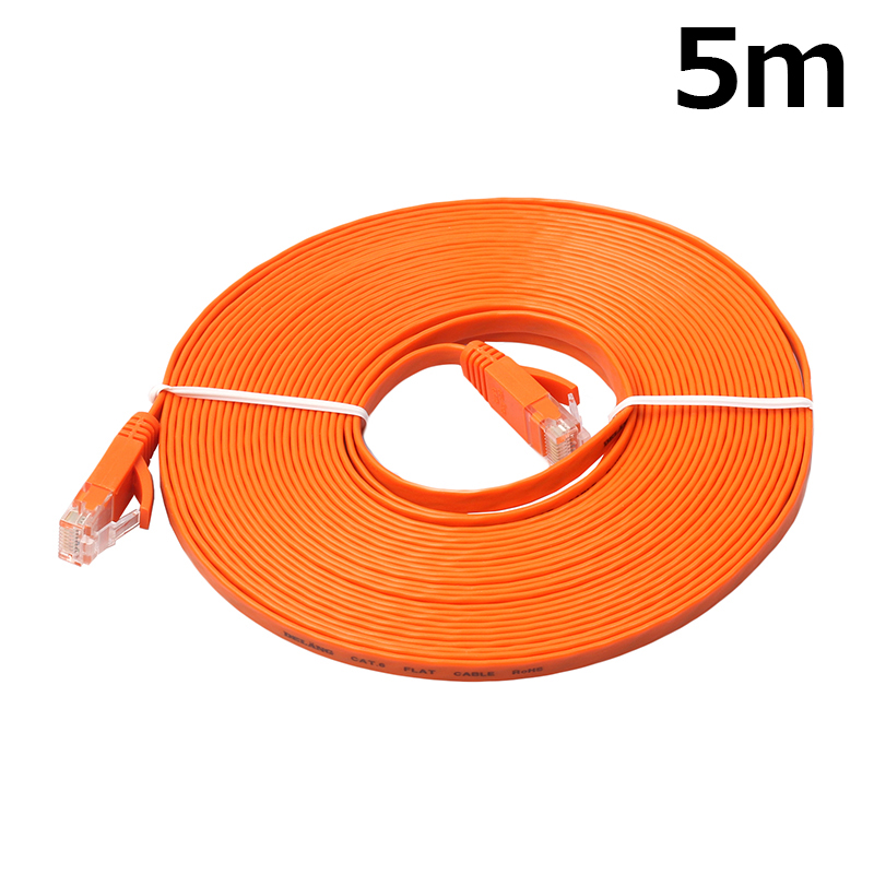 5m CAT6 RJ-45 Ultra-Thin Flat Ethernet Network Cable for Smart TV Xbox - Orange