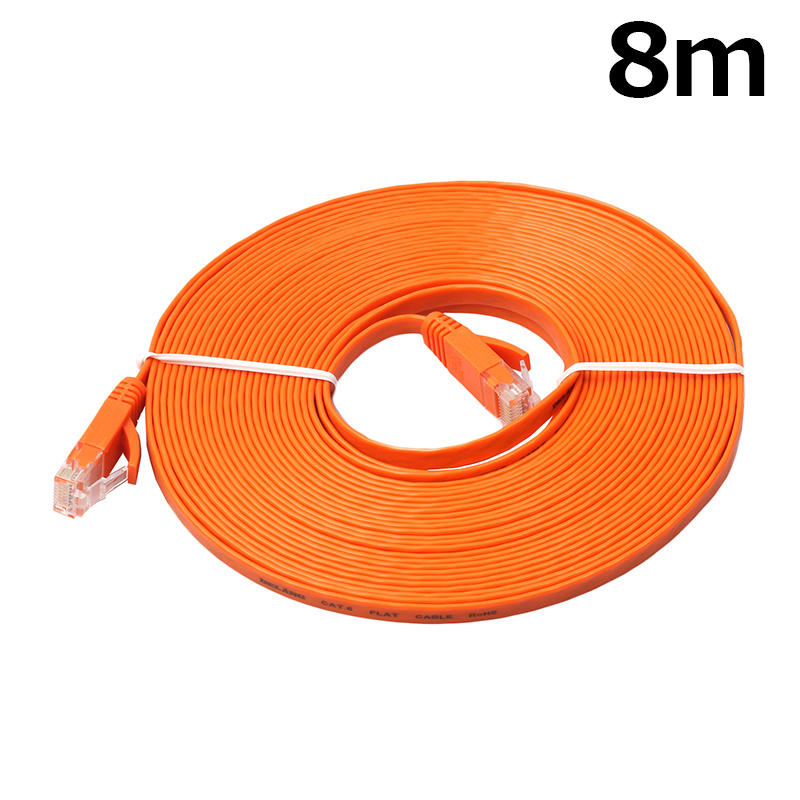 8m CAT6 RJ-45 Ultra-Thin Flat Ethernet Network Cable for Smart TV Xbox - Orange