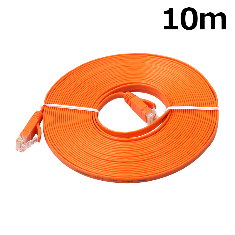 10m CAT6 RJ-45 Ultra-Thin Flat Ethernet Network Cable for Smart TV Xbox - Orange