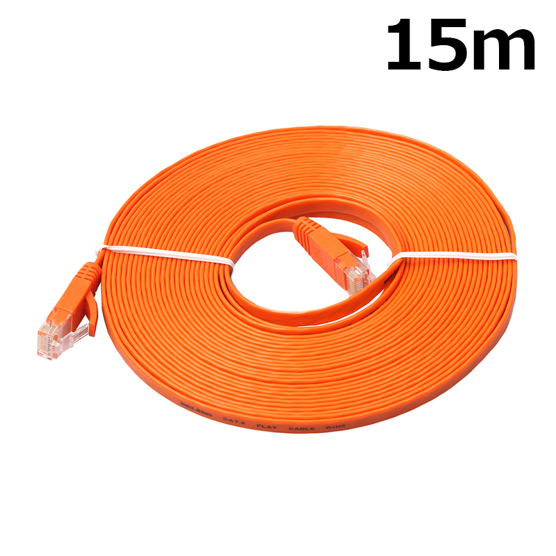 15m CAT6 RJ-45 Ultra-Thin Flat Ethernet Network Cable for Smart TV Xbox - Orange