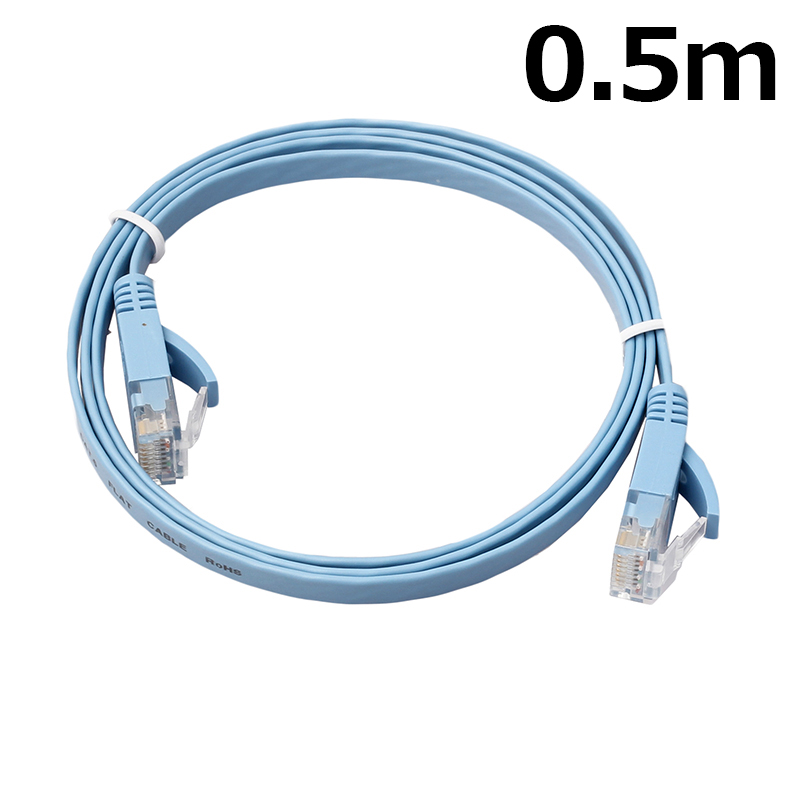 0.5m CAT6 RJ-45 Ultra-Thin Flat Ethernet Network Cable for Smart TV Xbox - Blue