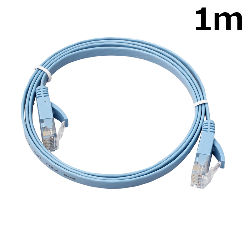 1m CAT6 RJ-45 Ultra-Thin Flat Ethernet Network Cable for Smart TV Xbox - Blue