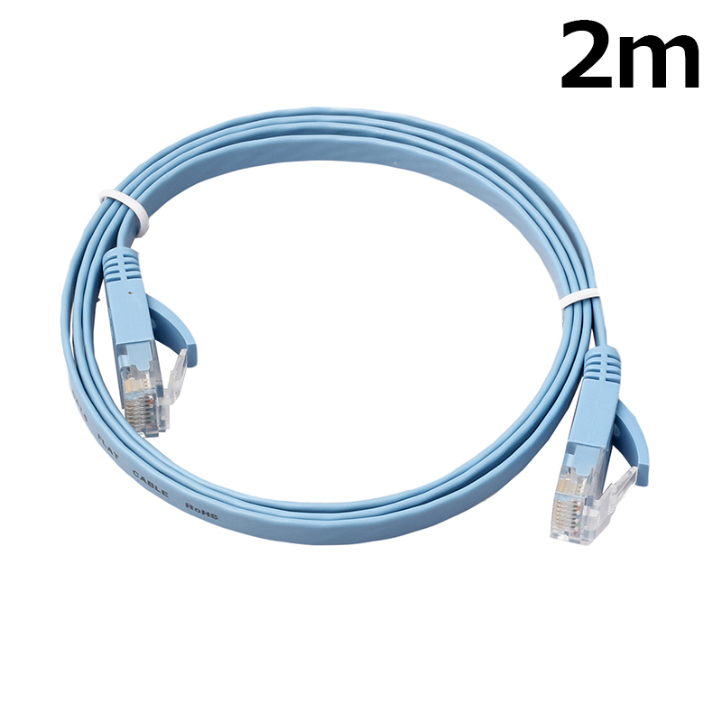 2m CAT6 RJ-45 Ultra-Thin Flat Ethernet Network Cable for Smart TV Xbox - Blue