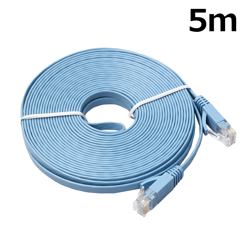 5m CAT6 RJ-45 Ultra-Thin Flat Ethernet Network Cable for Smart TV Xbox - Blue