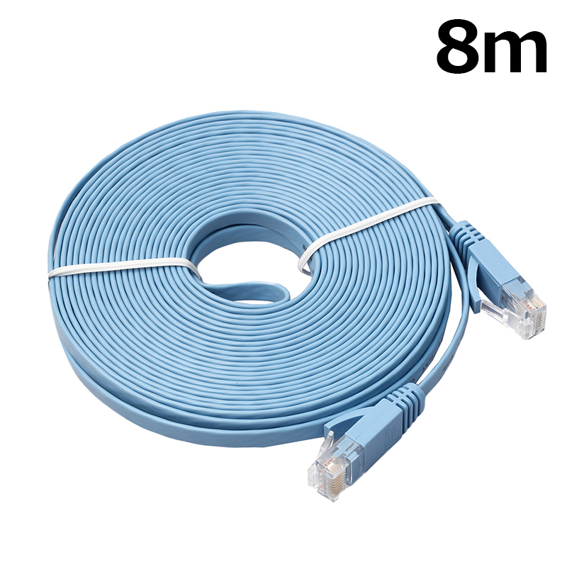 8m CAT6 RJ-45 Ultra-Thin Flat Ethernet Network Cable for Smart TV Xbox - Blue