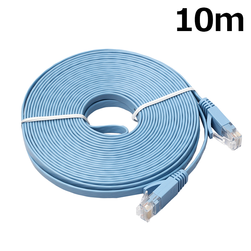 10m CAT6 RJ-45 Ultra-Thin Flat Ethernet Network Cable for Smart TV Xbox - Blue