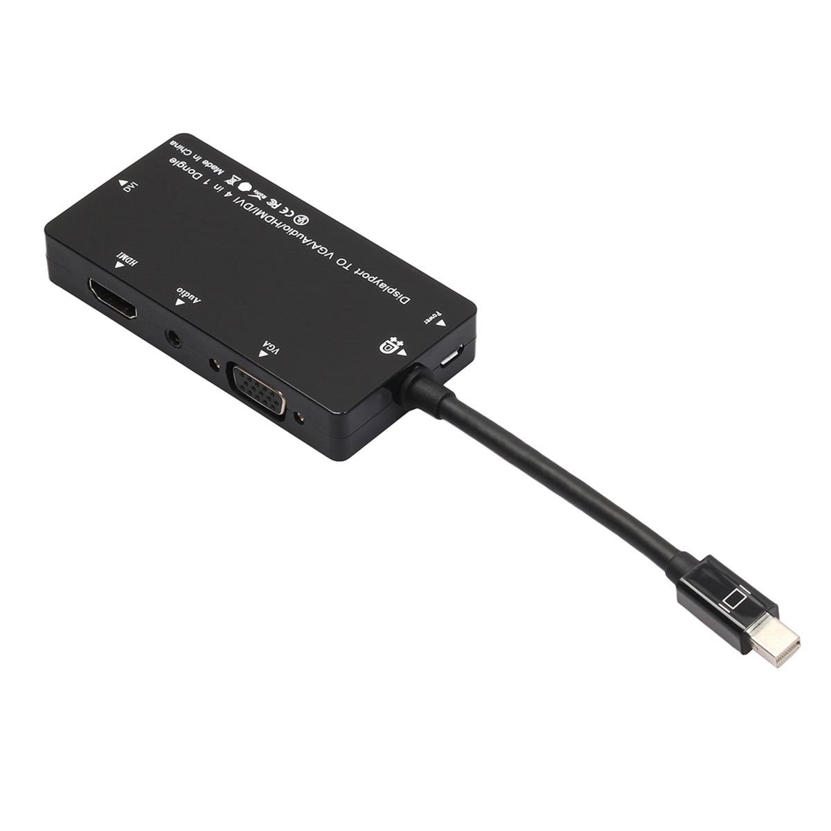 Mini DP Adapter 4 in 1 Mini Display Port to HDMI/DVI/VGA/Audio Converter - Black
