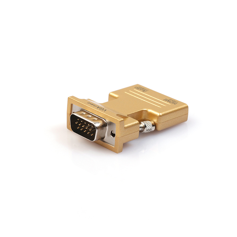 1080P HDMI Female to VGA Male Converter Adapter with 3.5mm Audio Output - Gold