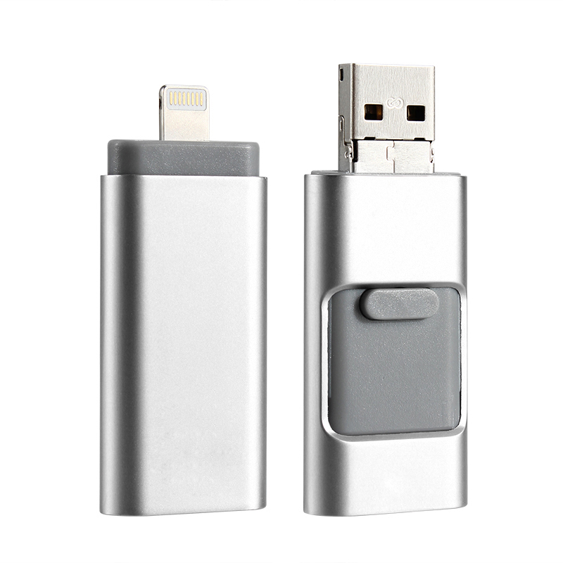 16G 3-in-1 USB Flash Drive for iPhone USB Device U Disk - Silver