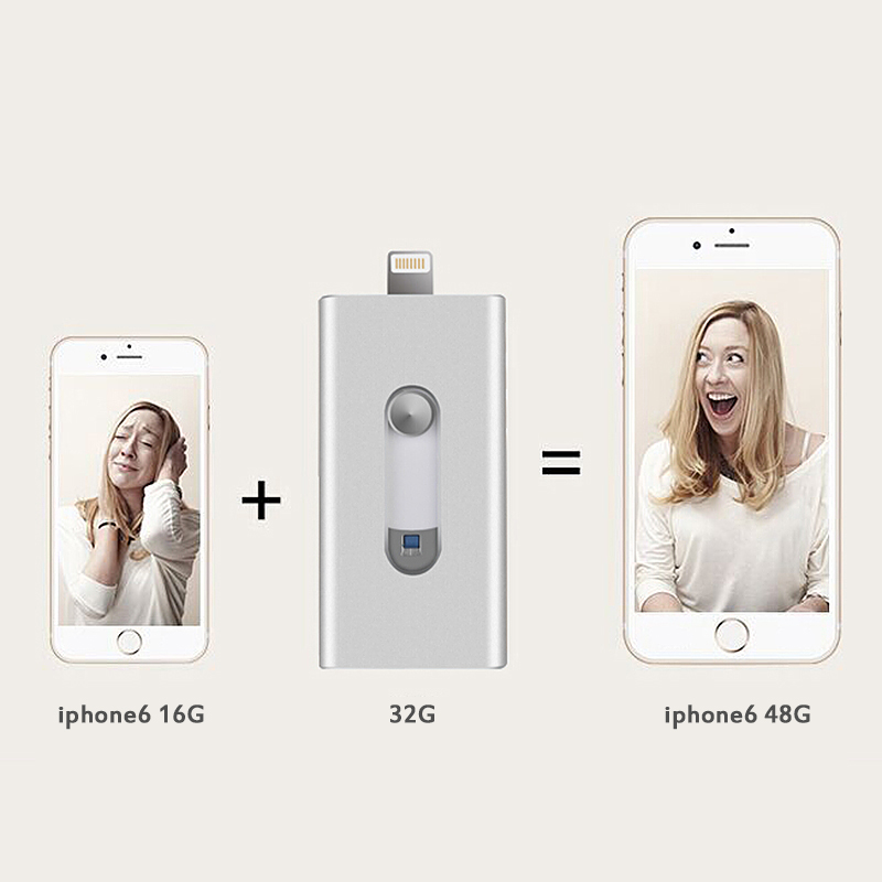 3 in 1 32G Flash Drive OTG USB U Disk Memory Stick for iPhone IOS Android iPad - Silver