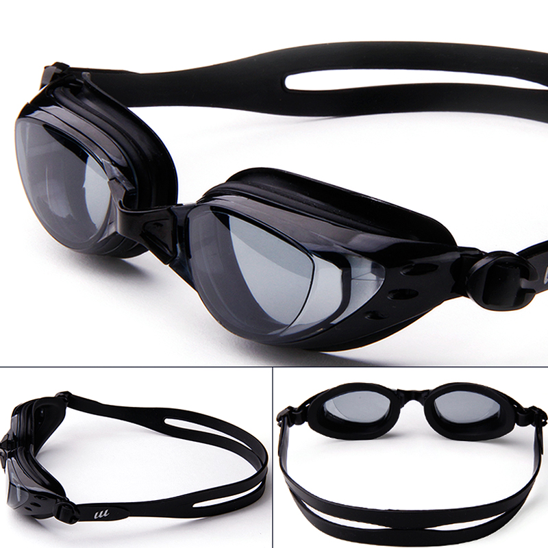Adjustable Anti Fog Waterproof Glasses Swimming Goggles - Black